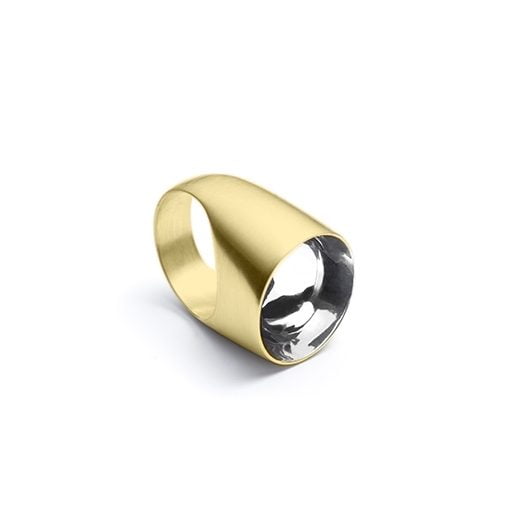 The Saarinen ring from The Modernists collection is handmade by Julie Bégin using pure 14k yellow gold and 14k white gold.