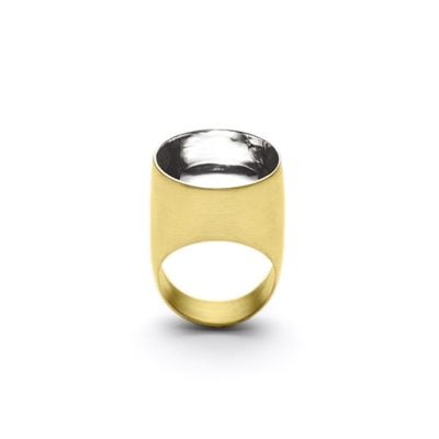 The Saarinen ring from The Modernists collection is handmade by Julie Bégin using pure 14k yellow gold and 14k white gold.