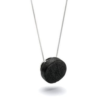 Mutation necklace from the Shou Sugi Ban collection, handcrafted by Julie Bégin using pure sterling silver and hand charred wood.