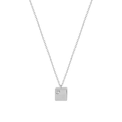 Pendentif Cube en Or blanc 14k avec Diamant