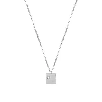 Cube Pendant in 14k white Gold with Diamond